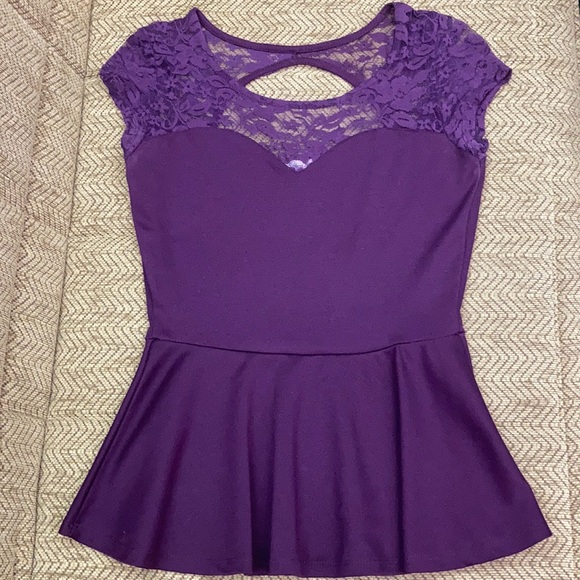 Purple peplum top - Picture 1 of 4